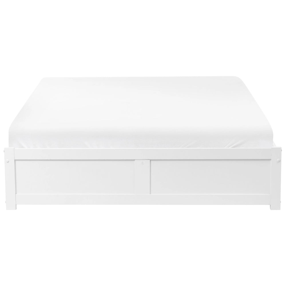 Letto matrimoniale in compensato di pino melaminico MDF con contenitore bianco 160 x 200 cm stile scandinavo