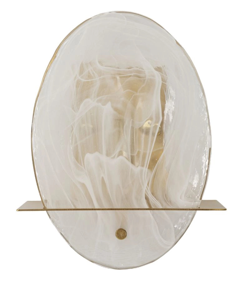 Lampada da Muro Portlan 20x11x25 cm in Vetro e Ferro Oro e Naturale