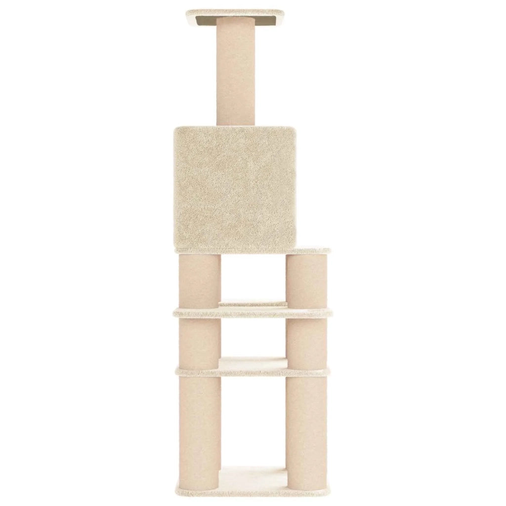 Albero per gatti con pali per graffiare in sisal Crema 180 cm 42033042