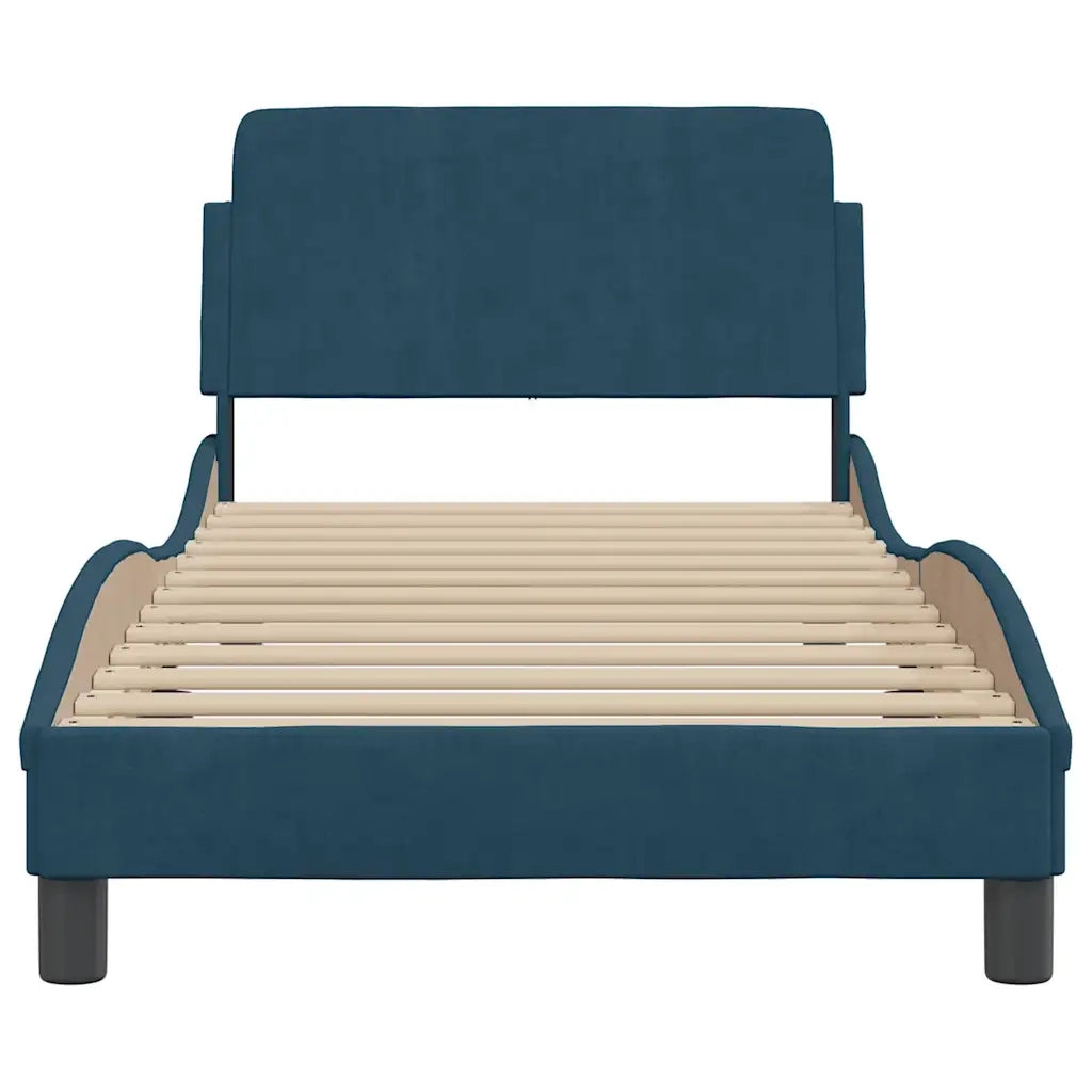 Giroletto con Testiera Dover Blu 90x190 cm in Velluto 373096