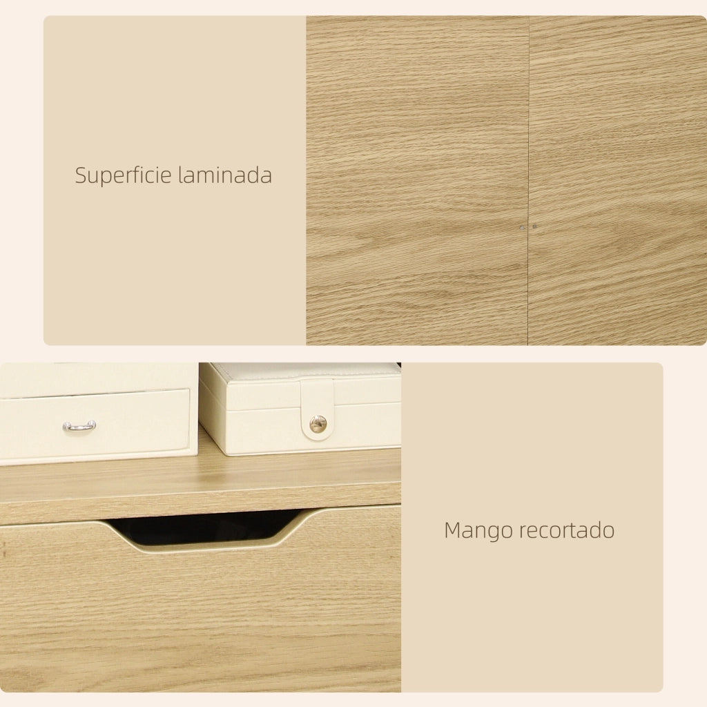 Comodino Moderno con Cassetto e Ripiani ¨C zephmum ¨C Naturale 45x35x73