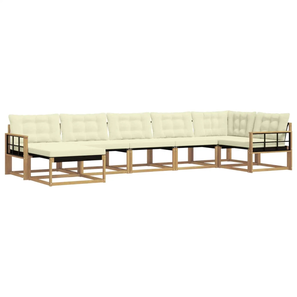 Set di divani da esterno con cuscino 7 pcs Bianco e Crema