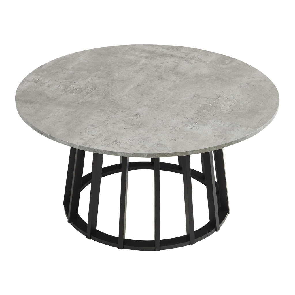 Tavolino Rotondo da Caffè Buzzard Ø90x45 cm - Nero / Effetto Cemento [en.casa]