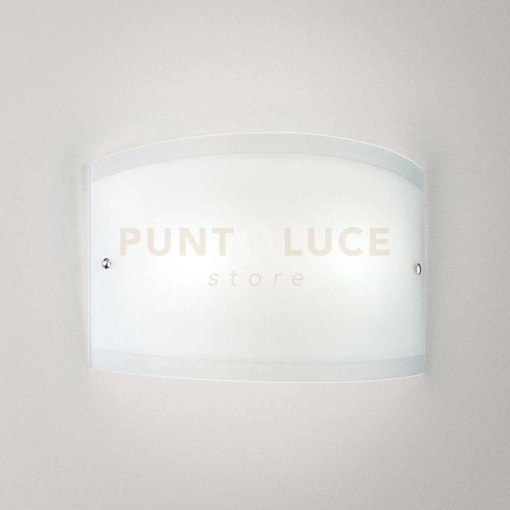 LECCE A/G APPLIQUE IN VETRO BIANCO 2 LUCE ATTACCO E14 PARTICOLARI METALLO CROMO 35CM