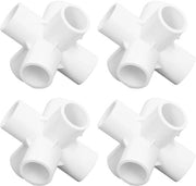 Connettore a 6 vie a L con progetto di gomito - Fitting in PVC - Connettore in plastica - Slitta fissa - Per uso interno/esterno - Diametro interno 20 mm - Fitting per tubo