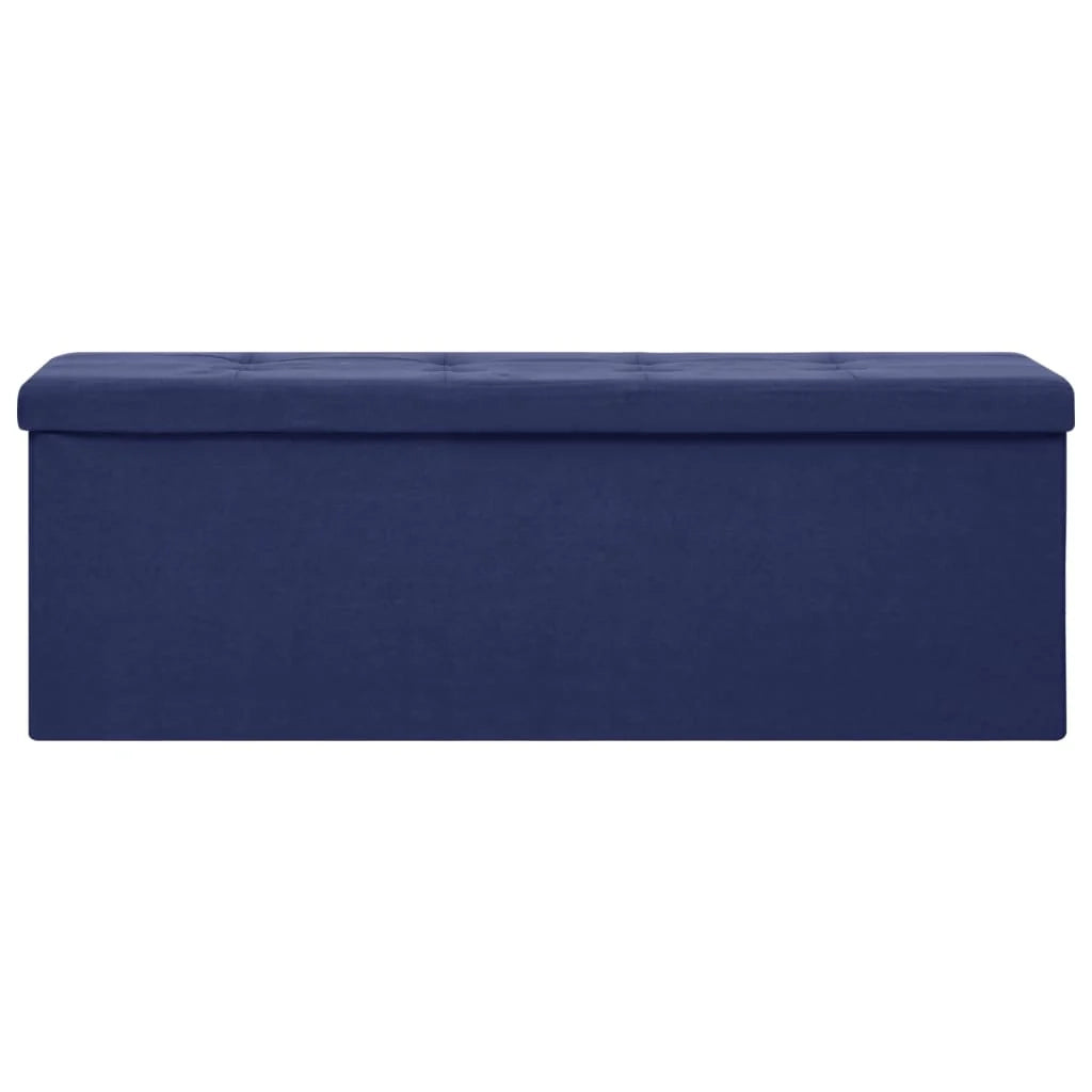 Panca contenitore pieghevole in lino sintetico blu 02_0010742