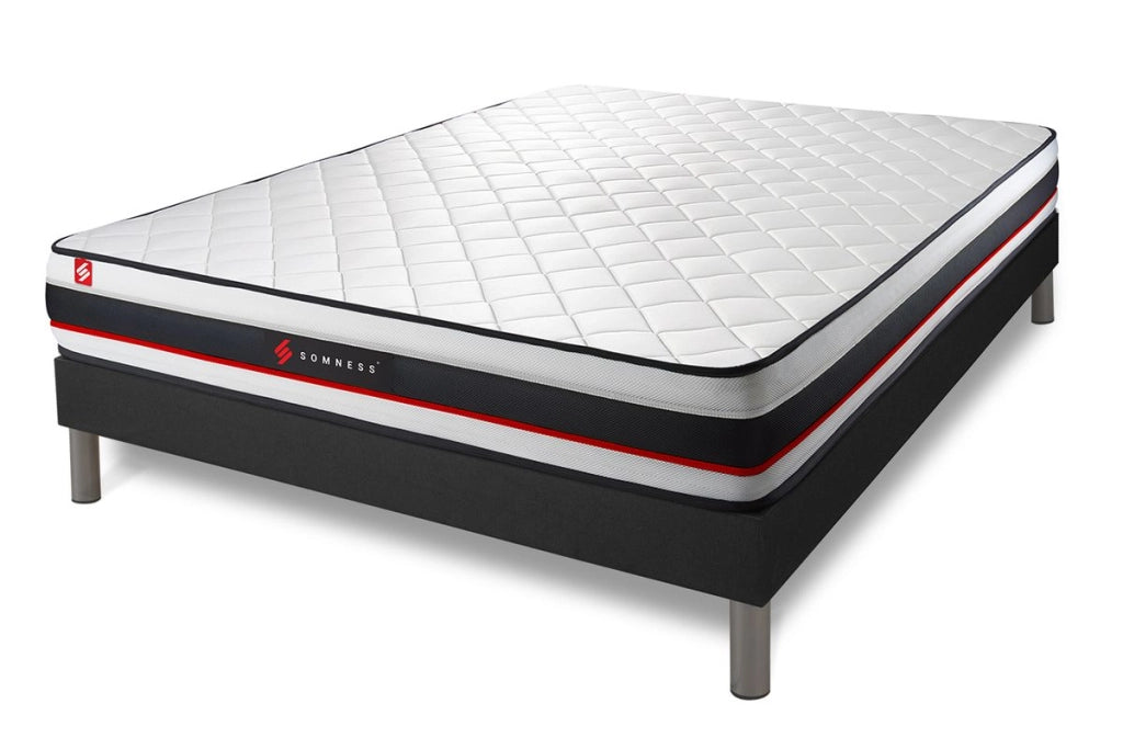 Pacchetto letto completo - Materasso 160x200cm + Box spring con doghe (kit) + 2 cuscini + Piumino - Modulo