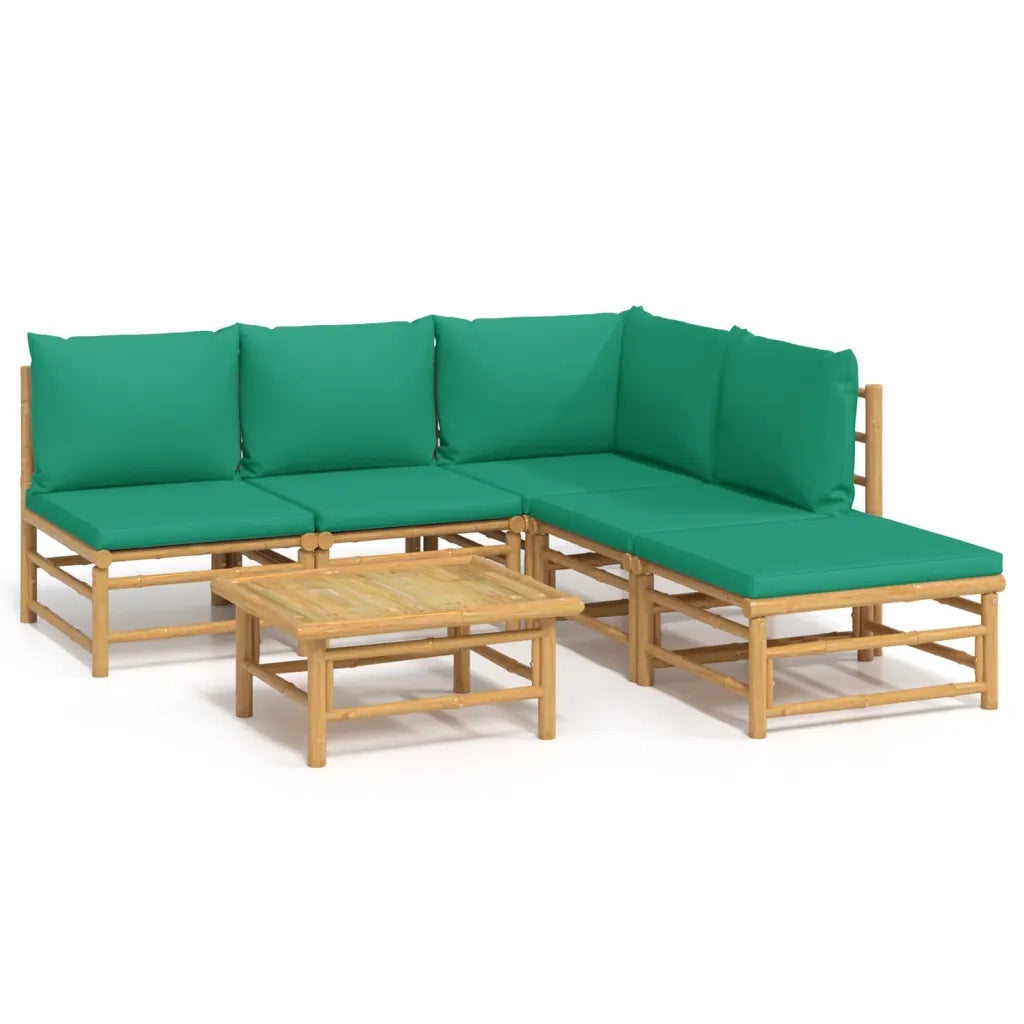 Set Salotto da Giardino 6pz con Cuscini Verdi BambÃ¹cod mxl 124201