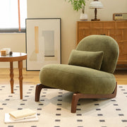 Poltrona senza braccioli dal design moderno in velluto con gambe in legno