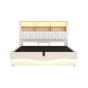 Letto-Xylo-180x200 cm-LED app, USB, metallo, lino beige