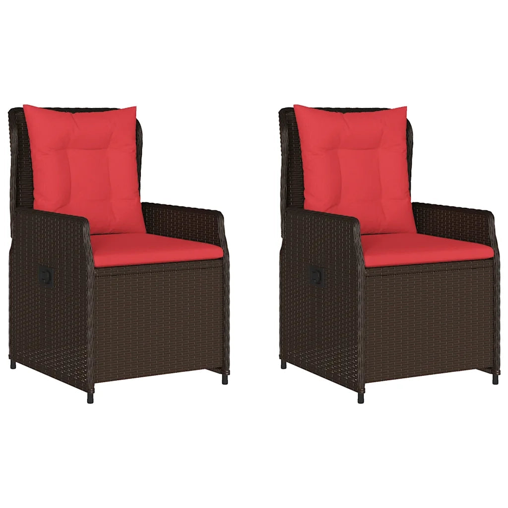 Sedie da giardino reclinabili 2 pz in Polyrattan Marrone 368658