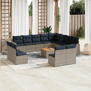 Set Divani da Giardino 13 pz con Cuscini Grigio in Polyrattan 3256705