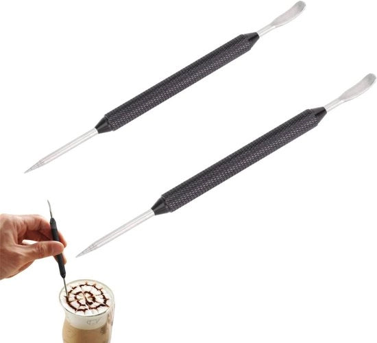Penna per Arte del Caffè 2 pezzi - Attrezzo per l'Arte del Caffè - Strumento Professionale per Baristi