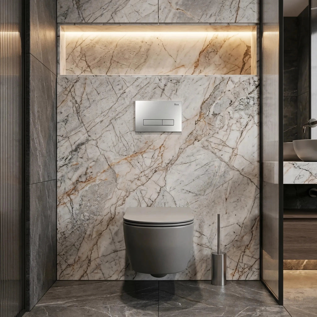Set Telaio Da Incasso Per Wc Slim 024n Con Pulsante Hd Satin