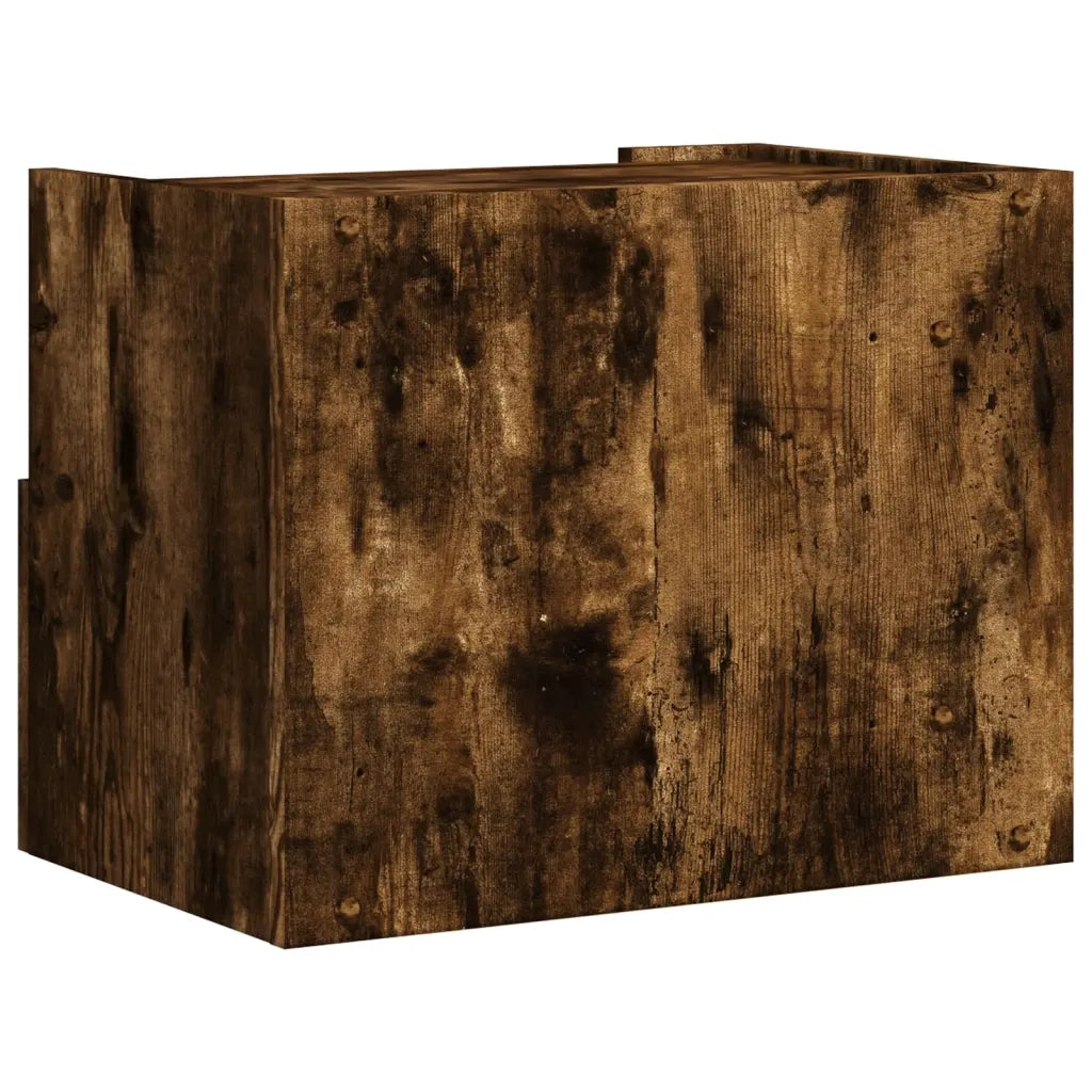 Comodino | Armadio da Notte | Mobiletto da notte a Muro Rovere Fumo 45x30x35 cm
