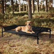 Honden letto all'aperto, letto per cani elevato, letto per cani per esterno, lavabile e robusto con buona circolazione dell'aria, nero, L, 124,5 x 77,7 x 31 cm