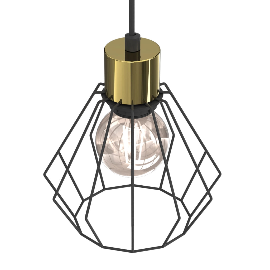 Lampada sospesa industriale Parkla 1xE27 nero oro Luminex