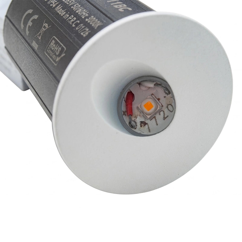 Mini Faretto Segnapassi LED 1.5W Tondo Bianco da Incasso Parete Muro per Esterno IP54 Punto Luce Scale Gradini Giardino Fredda 6500K