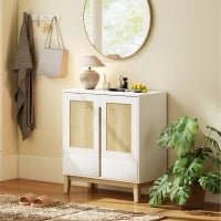 Credenza con 2 porte, 2 cassetti e ripiano regolabile, 80 x 40 x 86 cm, Bianco e rovere