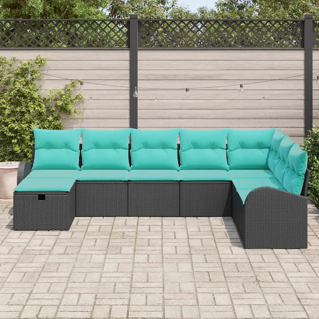 Set Divano da Giardino con cuscino 8 pcs Nero Poly Rattan 3360467