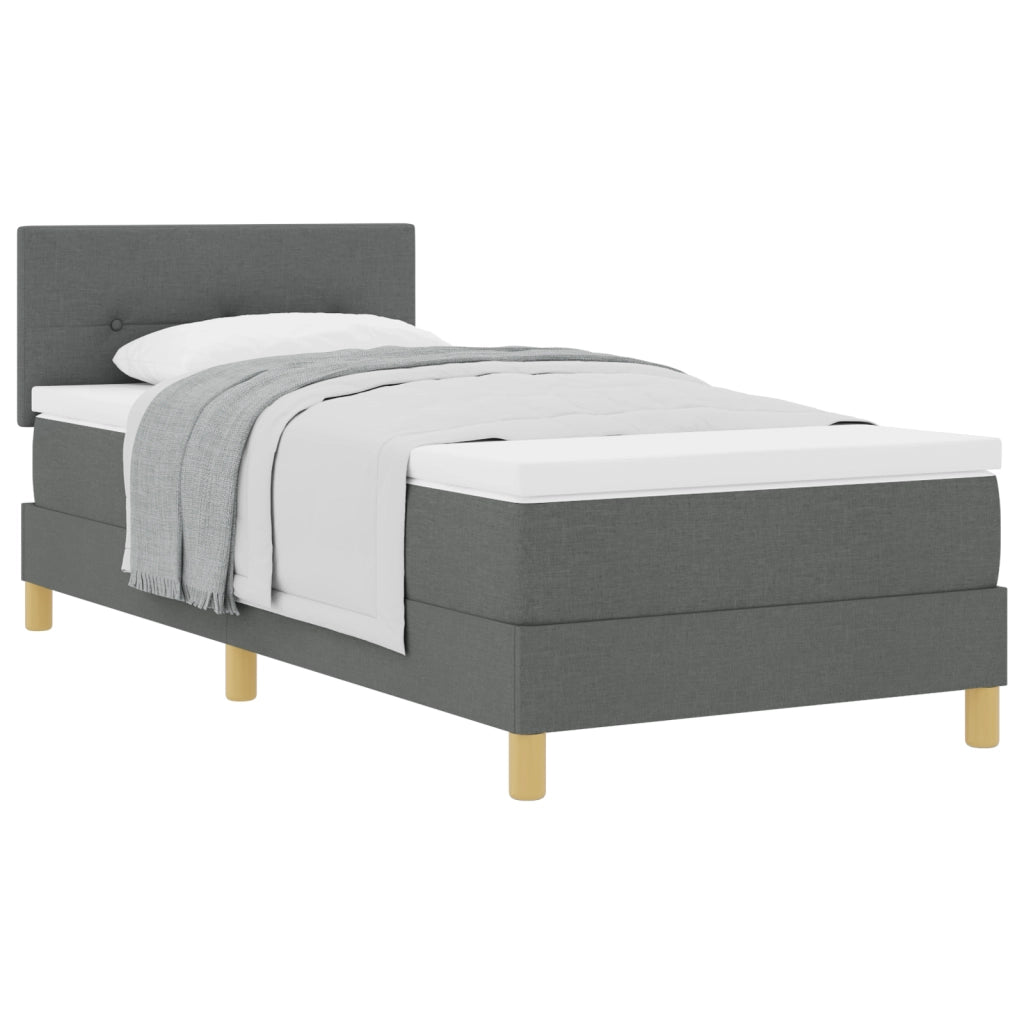 Letto con Rete a Molle e Materasso Grigio Scuro 80x200 cm Tessuto