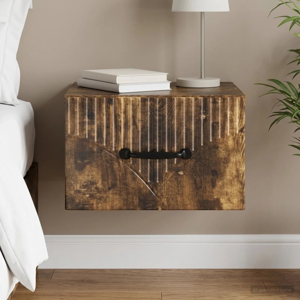 Mobiletto da notte a muro Rovere Fumo 34,5 x 33 x 20 cm 898945