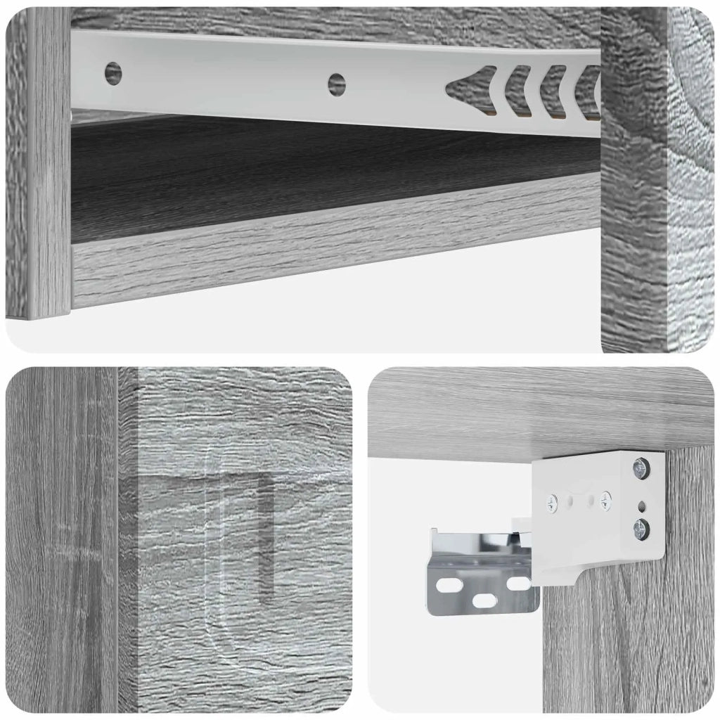 Tavolino da Parete Laterale Grigio Sonoma 87,5 x 34,5 x 17 cm 899351