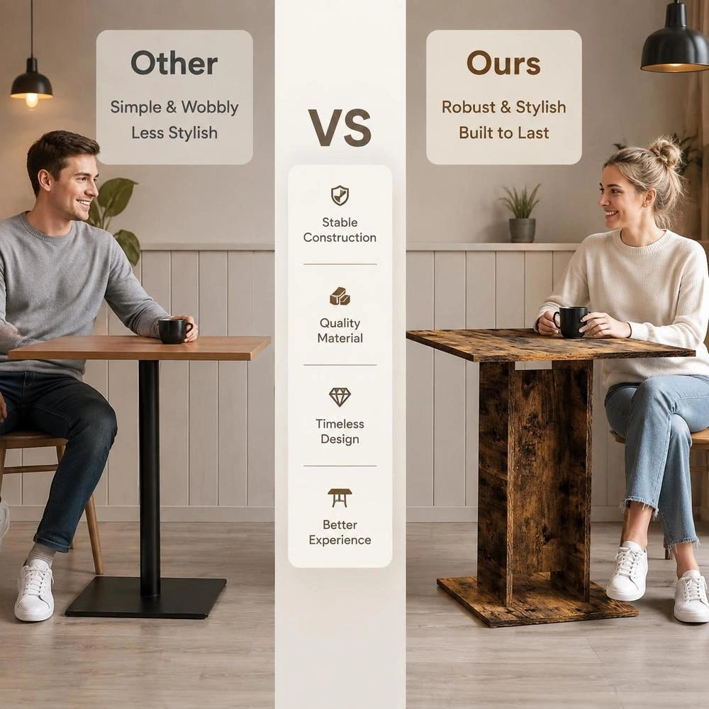 Bistro Table, Smoked Oak, 60x60x75 Cm, Engineered Wood