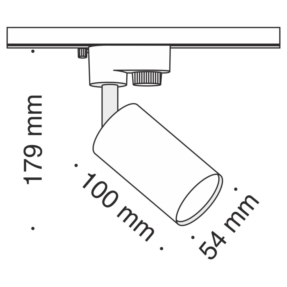Faretto Per Binario Moderno Focus Mini Alluminio Nero 1 Luce