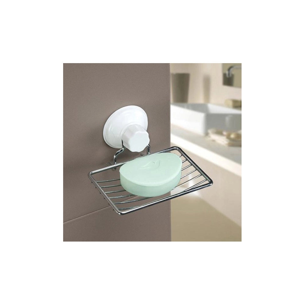Trade Shop - Porta Sapone Saponetta Con Attacco A Ventosa A Parete Per Bagno In Acciaio -