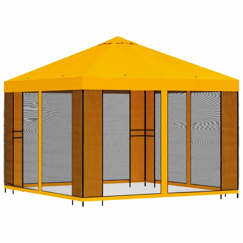 Gazebo da giardino con pareti laterali 3 x 3 m Giallo 900368