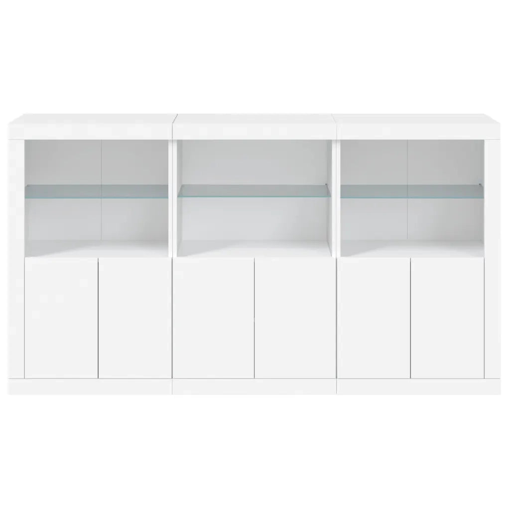Credenza | Madia | Buffet da pranzo | Armadio da pranzo con Luci LED Bianca 181,5x37x100 cm
