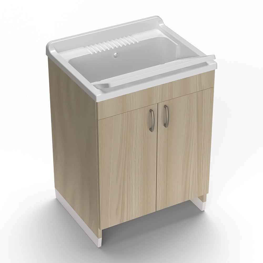 Mobile lavatoio 60x50 cm olmo in kit di montaggio con vasca e asse Ikaro