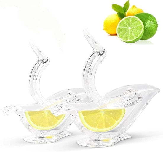 Due pezzi di citruspressa manuale trasparente in forma di pesciolino - per cucina e viaggio