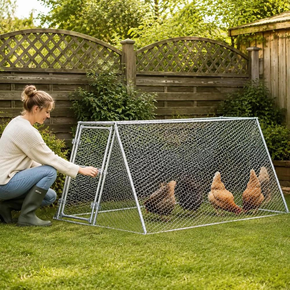 Chicken Cage, Silver, 200x105x91 Cm, Galvanized Steel