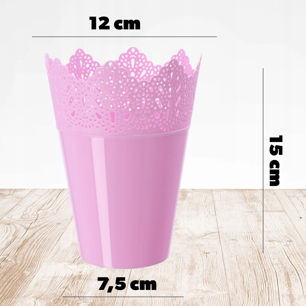 Vaso da fiori KADAX, vaso da fiori, coperchio, alto, in plastica, 12 cm, rosa
