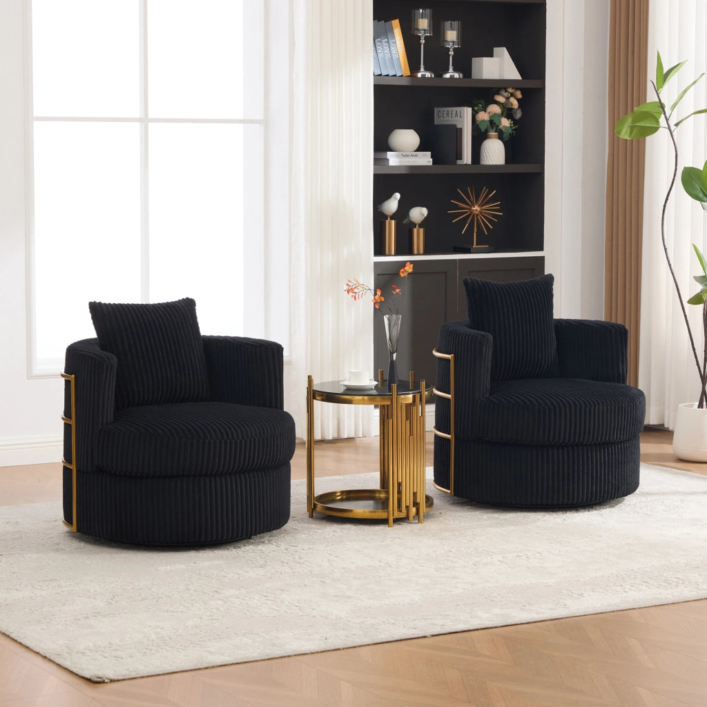 Poltrona girevole 360° in corduroy con vano contenitore; 76x79x78 cm; nero