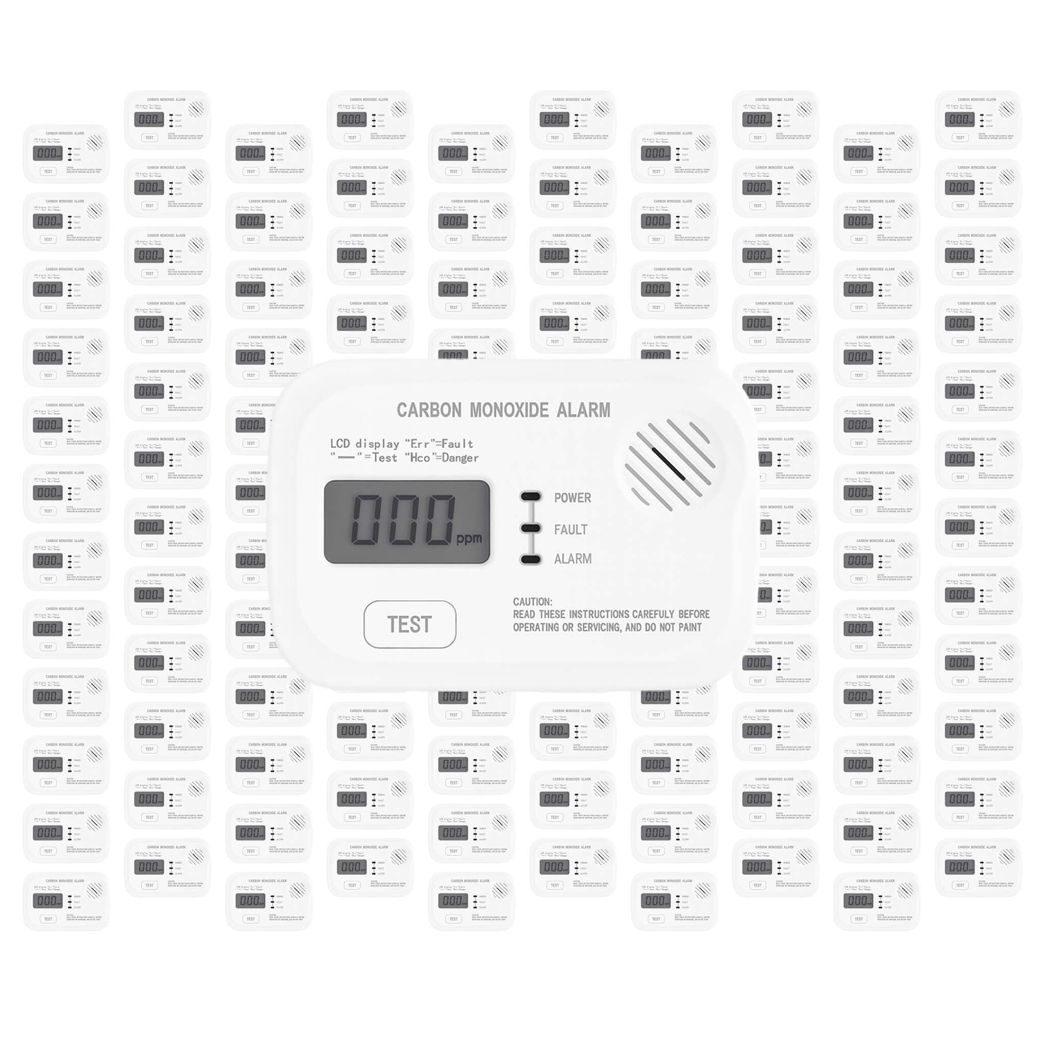 Set 120x Rilevatore monossido di carbonio con display 120 x 74 x 31 mm, allarme CO con batterie sostituibili incluse