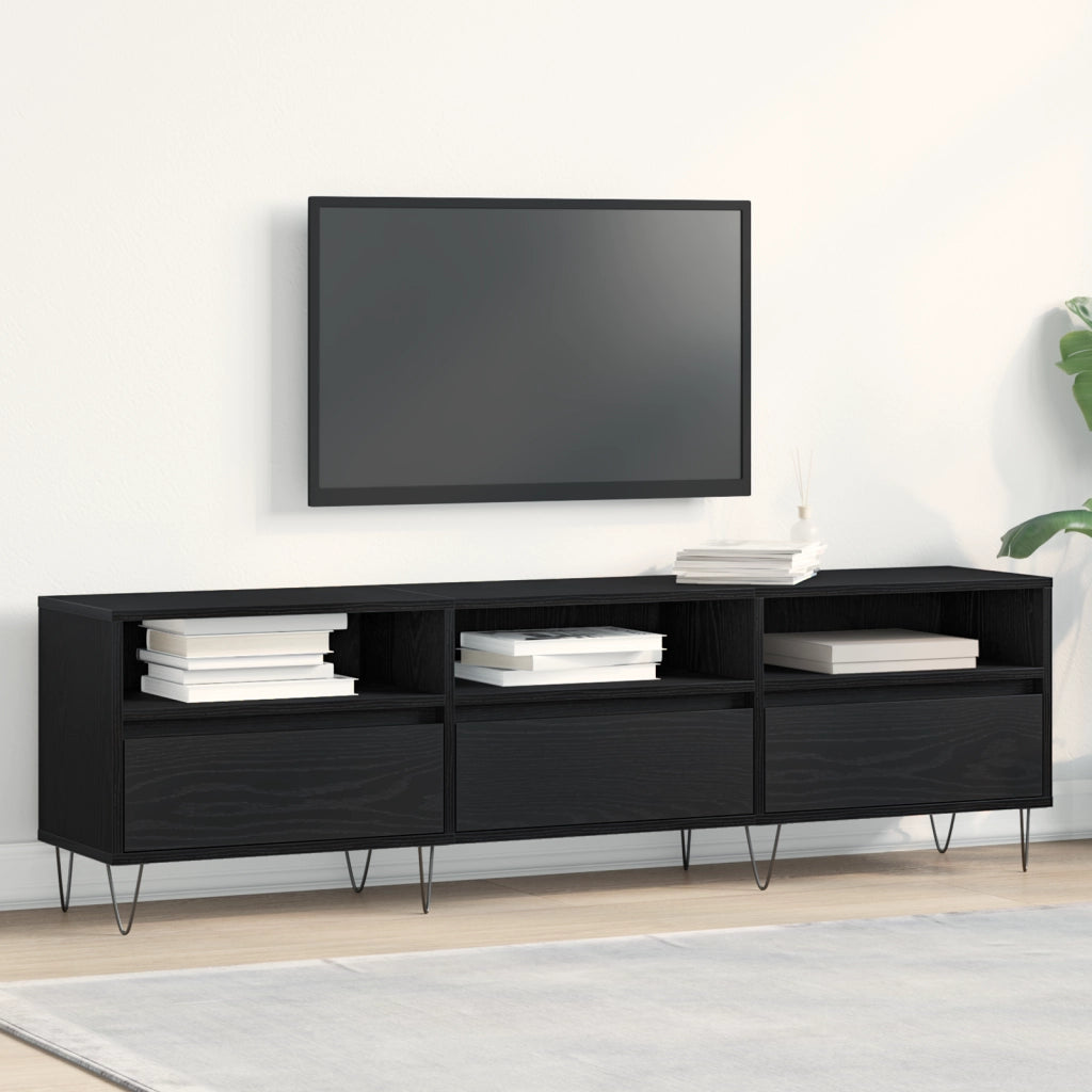 Cabinet TV  Nero Rovere 150x30x44,5 cm Legno ingegnerizzato