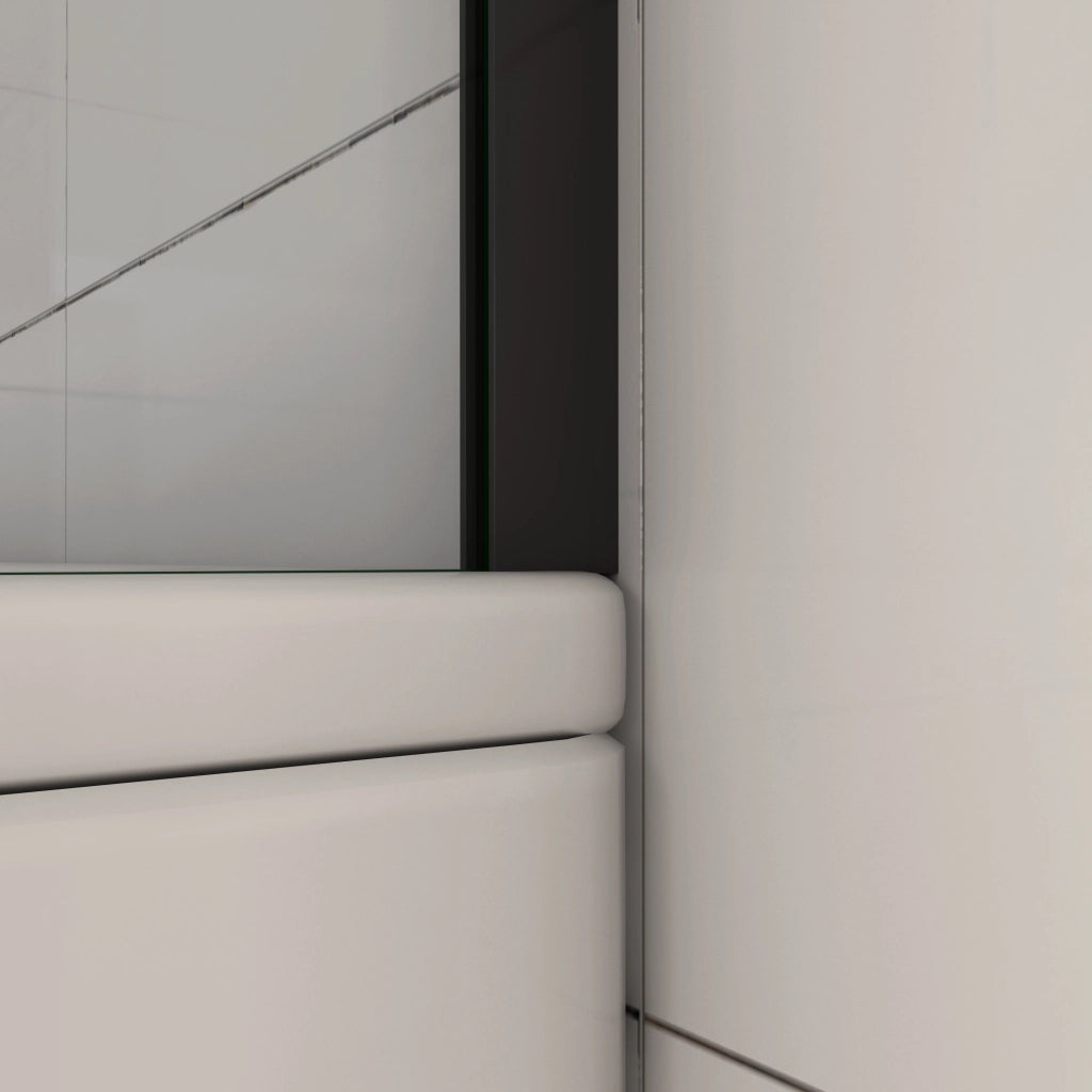 Parete Doccia Per Vasca 40x130 cm Sopravasca Walk in Vetro Temperato 5 mm Trasparente Anticalcare Telaio Nero Opaco