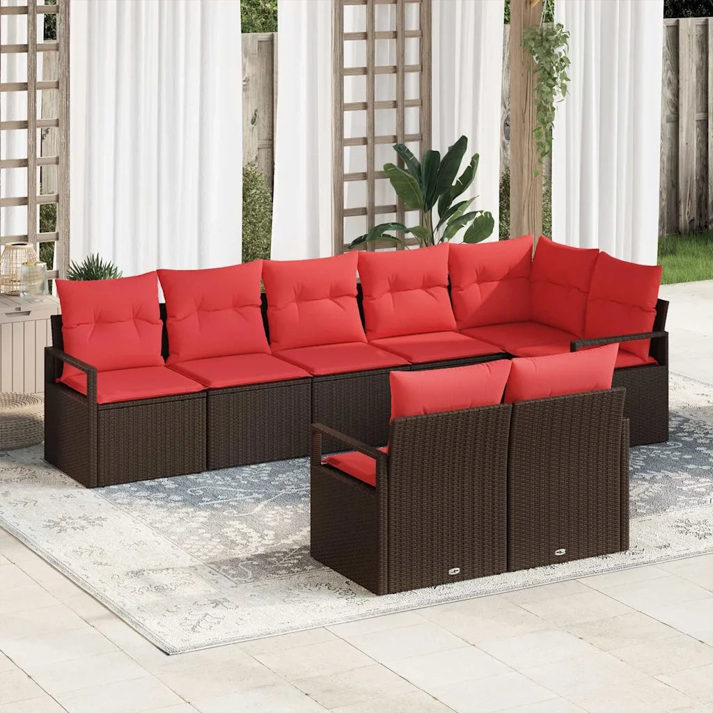 Set di divani 8 pcs Marrone polyrattan