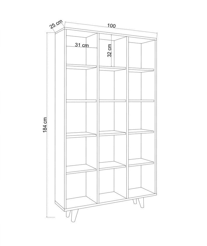 Libreria in legno "Zipa" 100 x 25 x 184 cm - Travertino