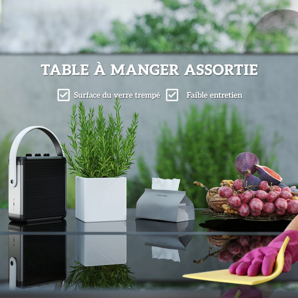 Set tavolo e sedie da giardino 8 posti ¨C zephmum ¨C polyrattan grigio con cuscini e piano vetro