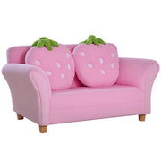 Poltrona bambini tessuto effetto velluto corallo con gambe legno massello per cameretta ¨C Xylo ¨C Rosa 90x53x48cm