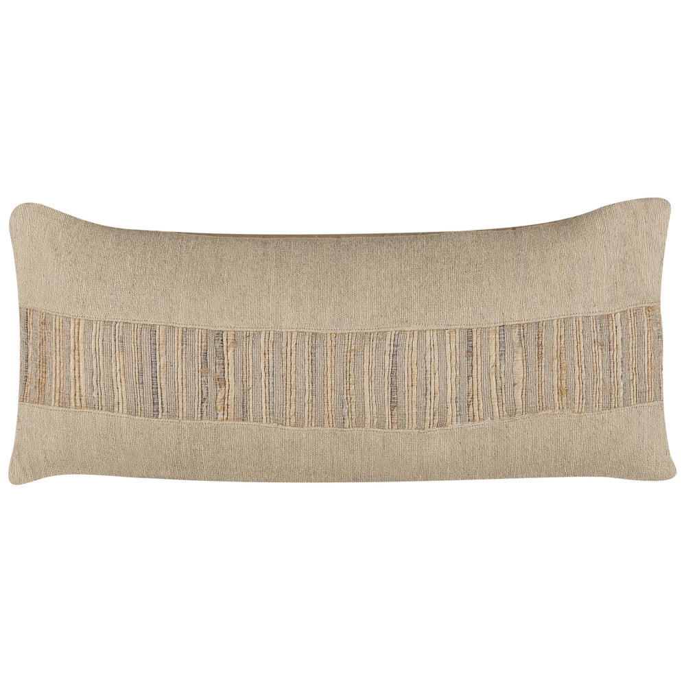 Set di 2 cuscini in iuta con imbottitura sfoderabile e nappe decorative a tinta unita beige 30 x 70 cm decorativi boho