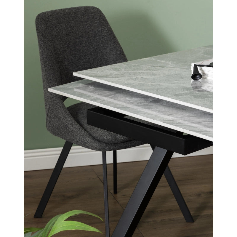 Tavolo Cooper 120(180)x80x76cm Top Ceramica Amica Grigio Marmorizzato Lucido
