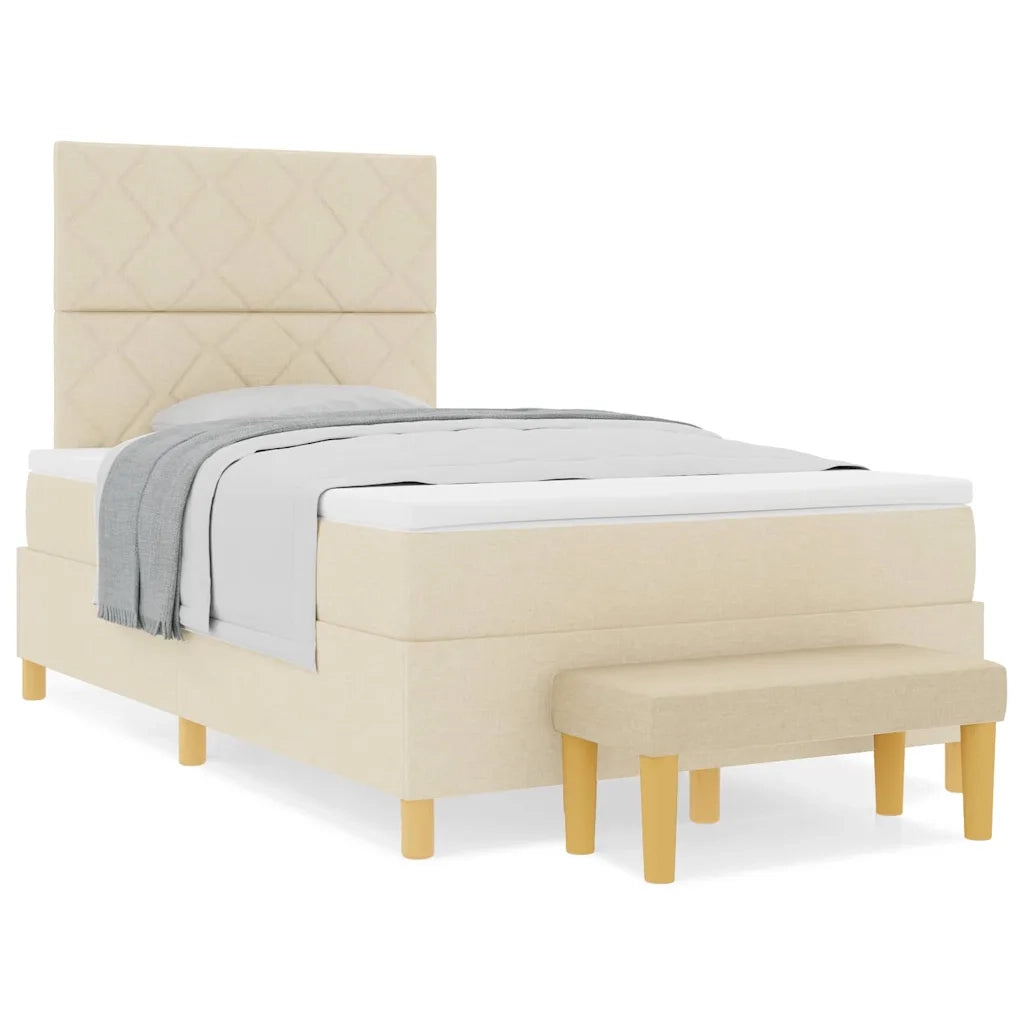 vidaXL Letto a molle con materasso Crema 120 x 200 cm Tessuto