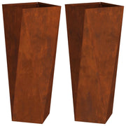 Set di 2 fioriere moderne da esterno 30 x 30 x 75 cm con base integrata in acciaio arrugginito 02_0053019