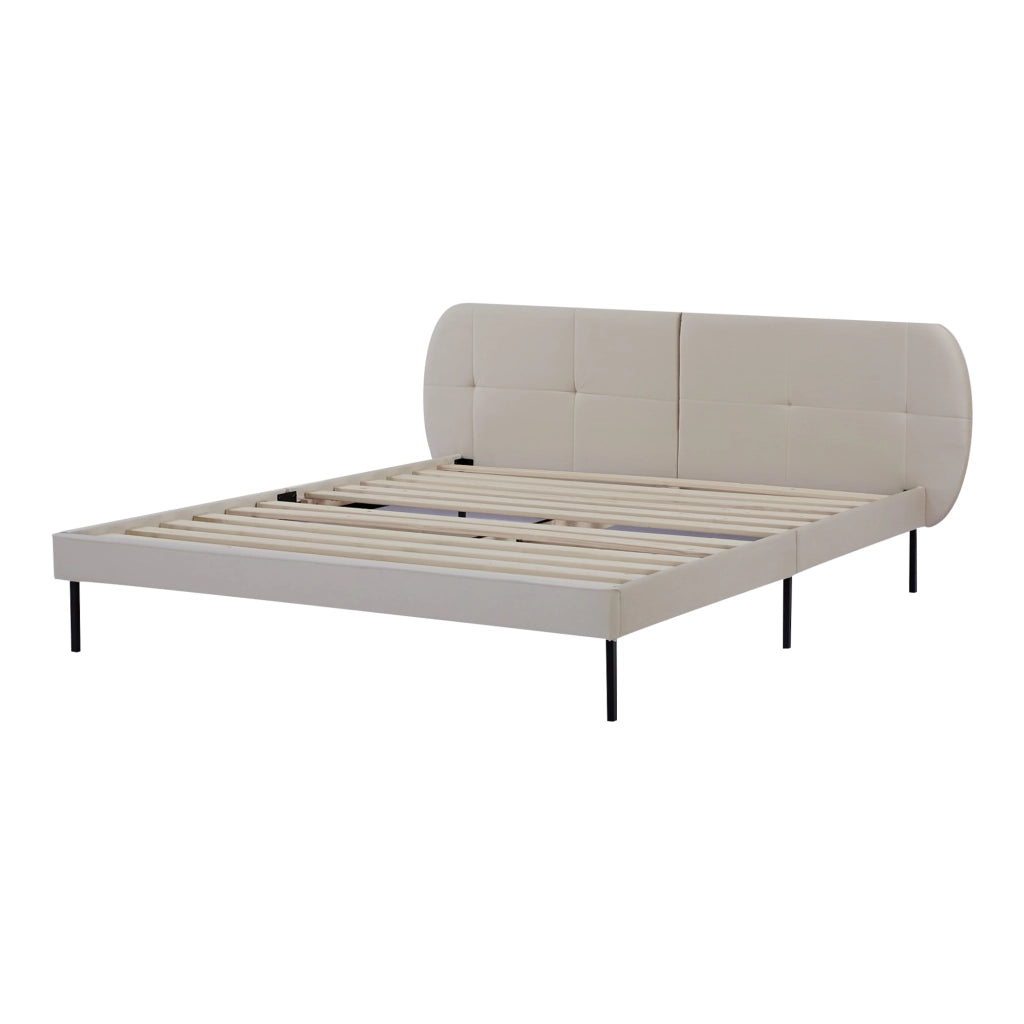 Letto Matrimoniale Porvoo 160x200 cm Testiera Imbottita Rivestimento in Velluto - Beige [en.casa]
