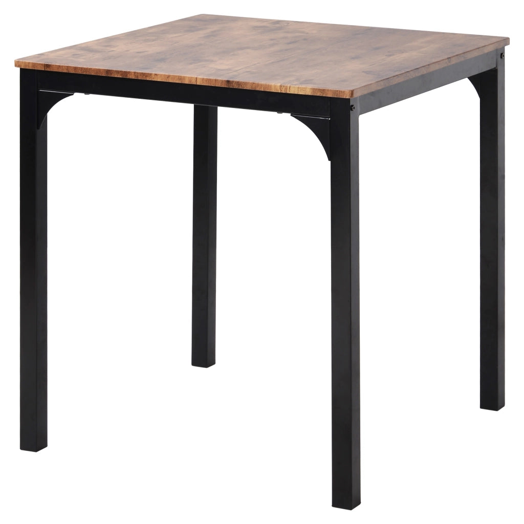 Tavolo da pranzo con 2 sedie, piano in MDF e struttura in metallo, per cucina, balcone e soggiorno, marrone